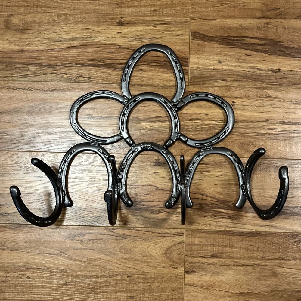 St. Croix Forge Handmade Horseshoe Coat Rack Metal Wall Mount Western